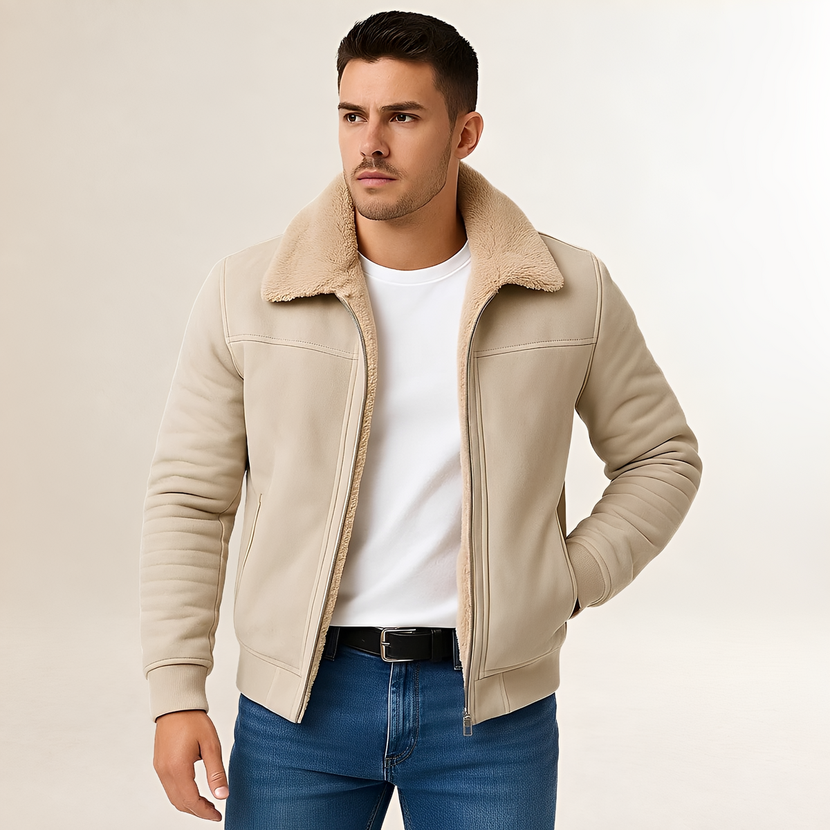 Herren Jacke - Reißverschluss, Stehkragen, moderner Schnitt