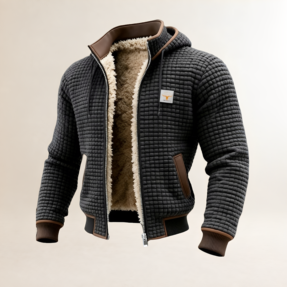 Herren Jacke - Steppdesign, Kapuze, Reißverschluss, Regulärer Schnitt