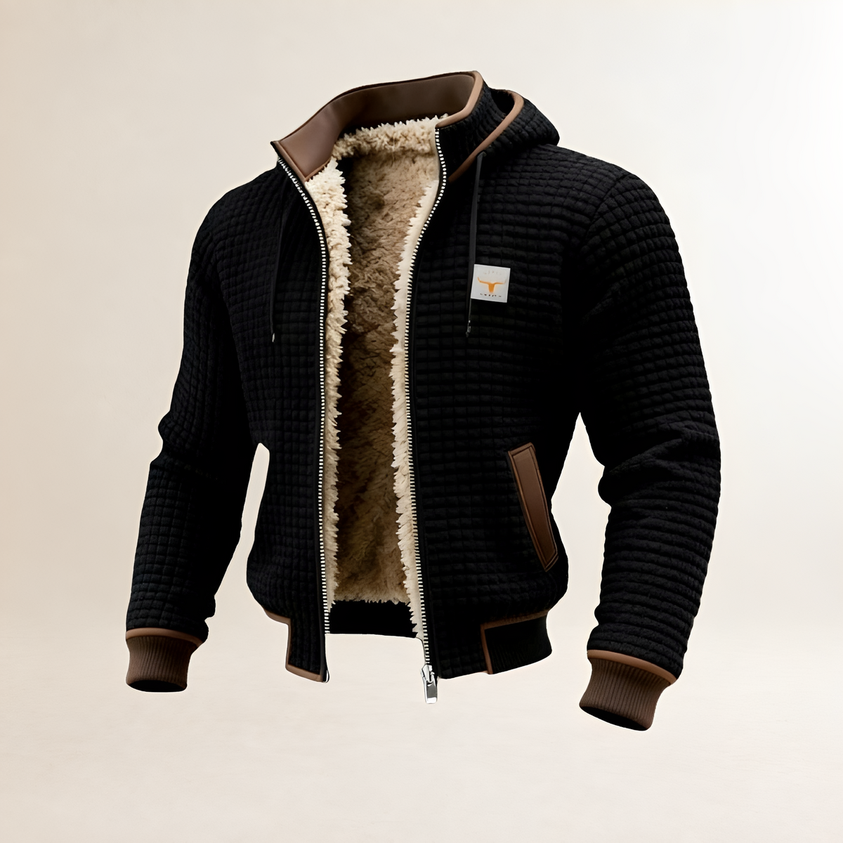 Herren Jacke - Steppdesign, Kapuze, Reißverschluss, Regulärer Schnitt