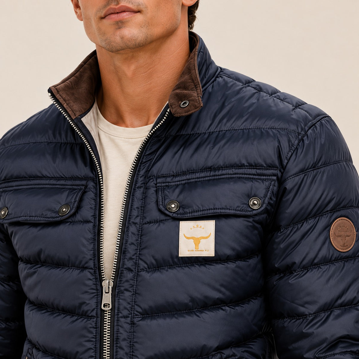 Herren Jacke - Steppdesign, Stehkragen, Reißverschluss, Schlanker Schnitt