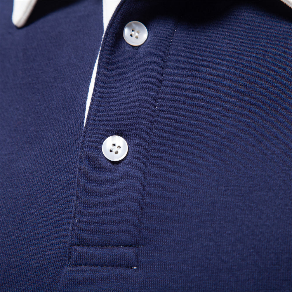 Herren Langarm Polo Hemd mit klassischem Kragen und Rippbündchen
