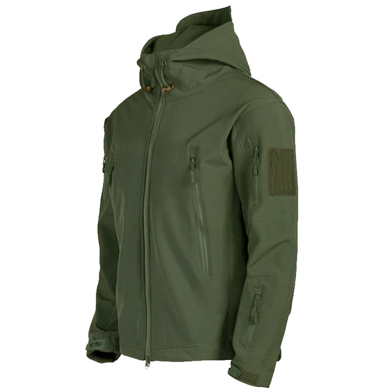 Herren Outdoor Jacke mit Kapuze Militärstil Reißverschluss und mehreren Taschen