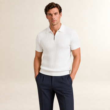 Herren Poloshirt mit Reißverschluss, kurze Ärmel und modernem Schnitt
