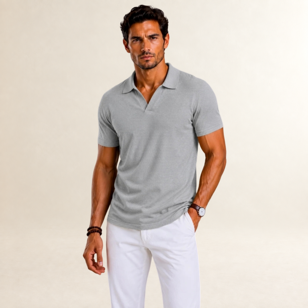 Herren Poloshirt mit strukturierter Oberfläche, kurze Ärmel und regulärer Schnitt