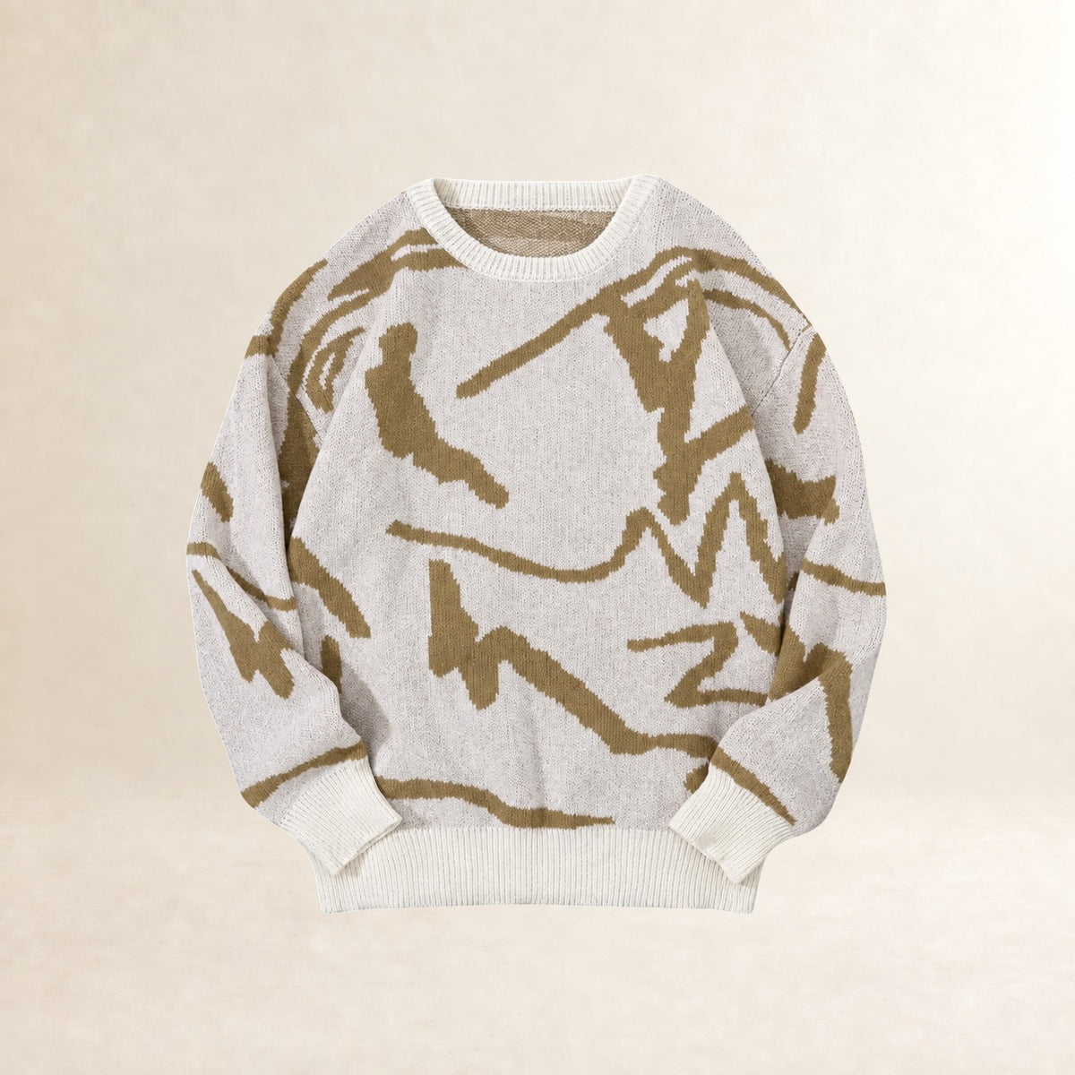 Herren Pullover - Abstract Muster, Rundhalsausschnitt, Rippbündchen, Regular Fit