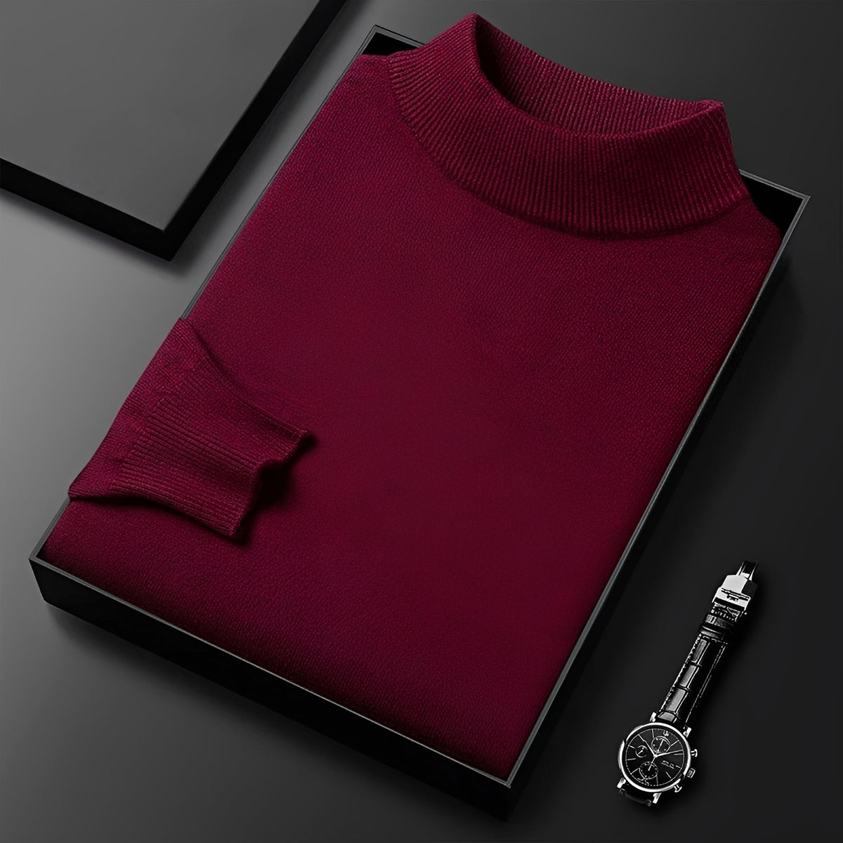 Herren Pullover Hochkragen mit Rippbündchen und modernem Schnitt