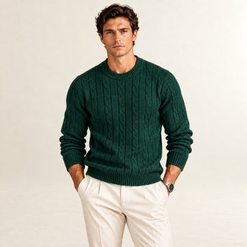 Herren Pullover mit Rundhalsausschnitt - Slim Fit, Elastische Bündchen, Texturiertes Muster