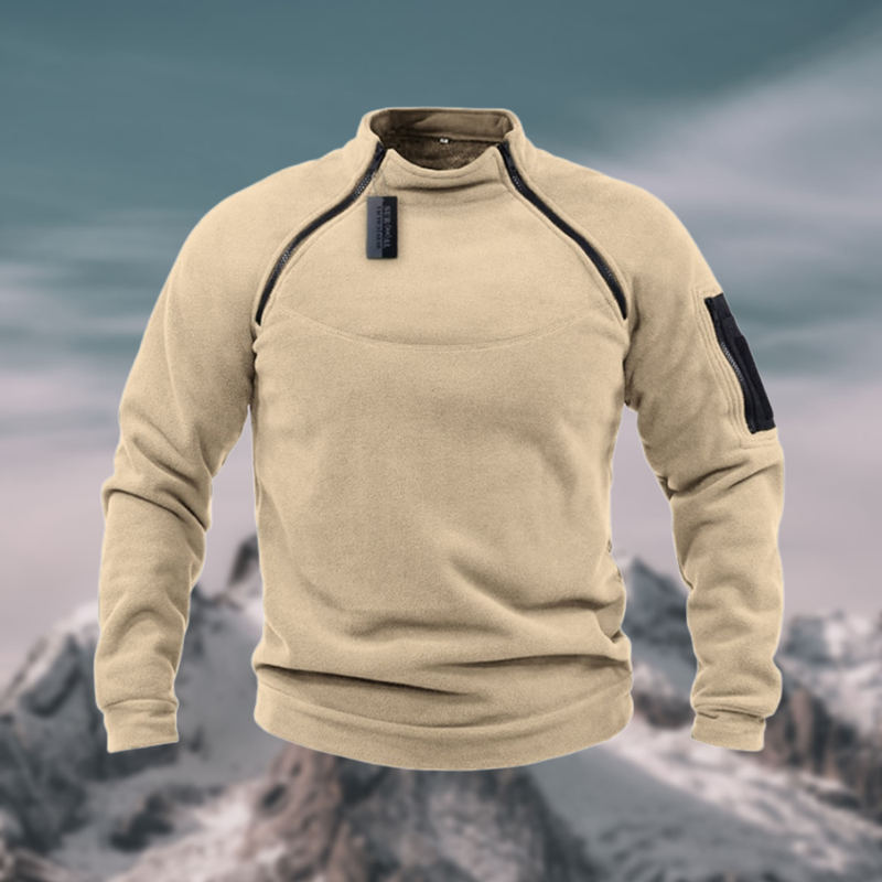 Herren Pullover mit Stehkragen und Reißverschluss - Langarm, sportlicher Schnitt