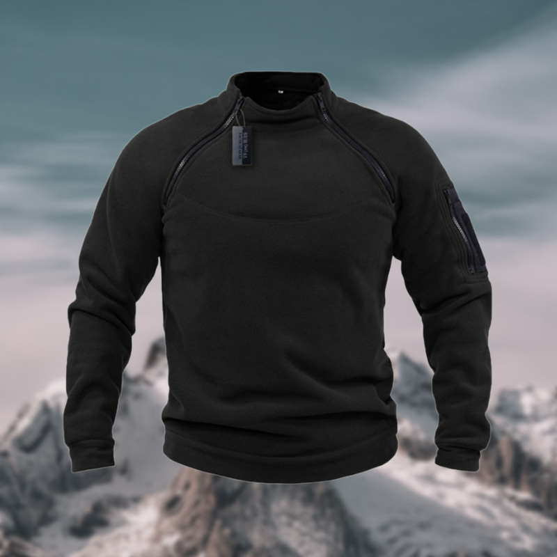 Herren Pullover mit Stehkragen und Reißverschluss - Langarm, sportlicher Schnitt