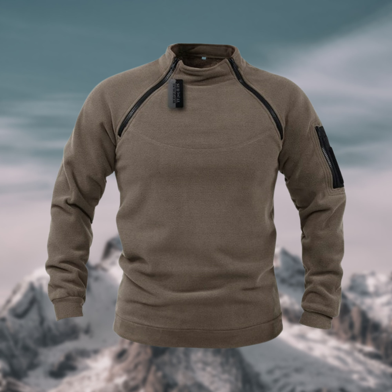 Herren Pullover mit Stehkragen und Reißverschluss - Langarm, sportlicher Schnitt