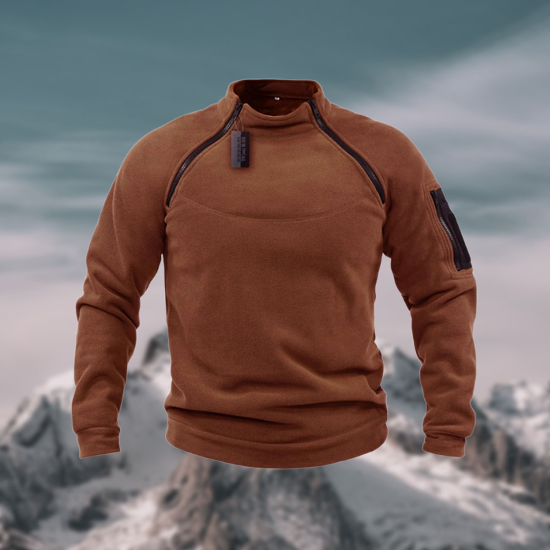 Herren Pullover mit Stehkragen und Reißverschluss - Langarm, sportlicher Schnitt