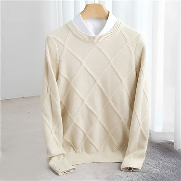 Herren Pullover - O-Ausschnitt, Argyle Muster, Rippbündchen, Regular Fit