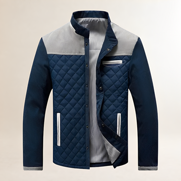 Herren Steppjacke mit Stehkragen und Kontrastpaneelen Reißverschluss