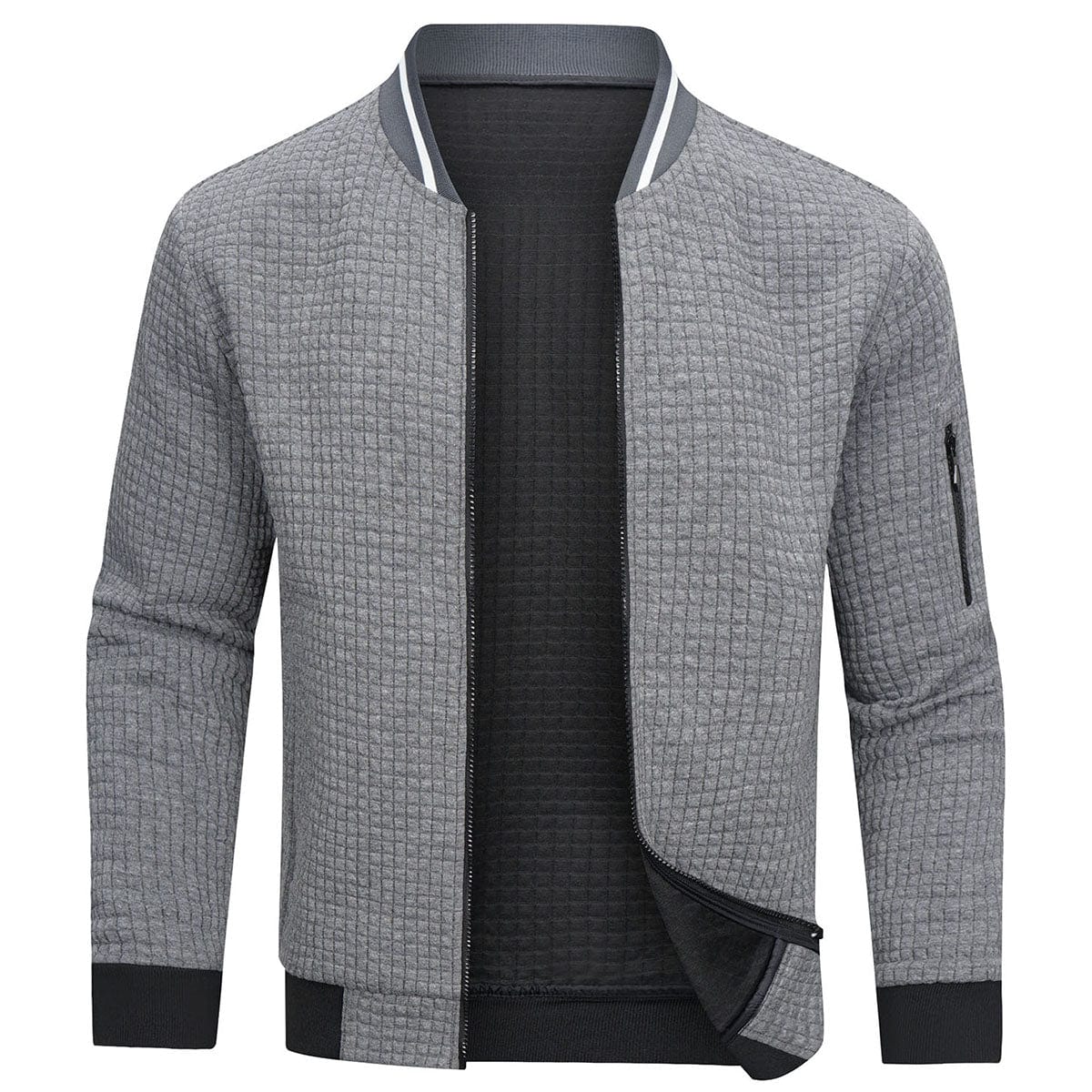 Herren Sweatjacke mit Reißverschluss - Steppdesign, Bomberstil, Langarm