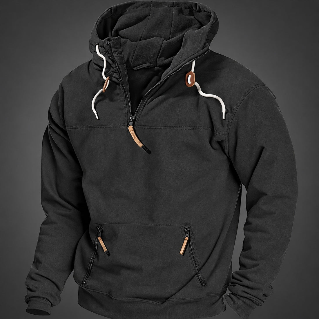 Herren Sweatshirt mit Reißverschluss und Kapuze - Relaxed Fit, Kängurutasche