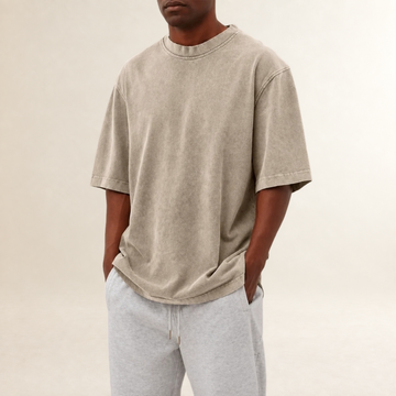 Herren T-Shirt mit Rundhalsausschnitt und Kurzarm - Relaxed Fit, gewaschene Optik