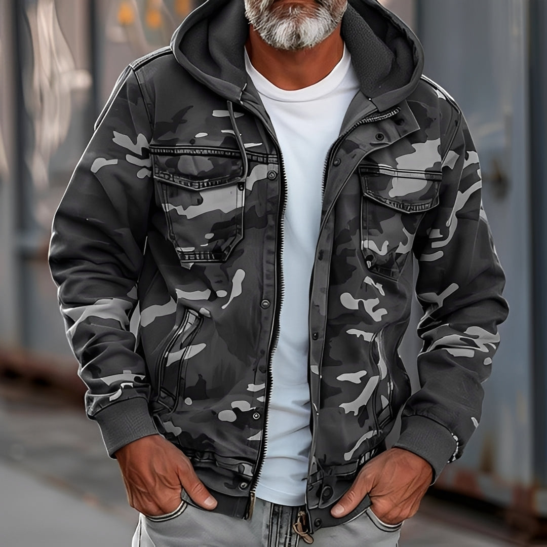 Herren Tarnjacke mit Kapuze und Brusttaschen - casual Fit