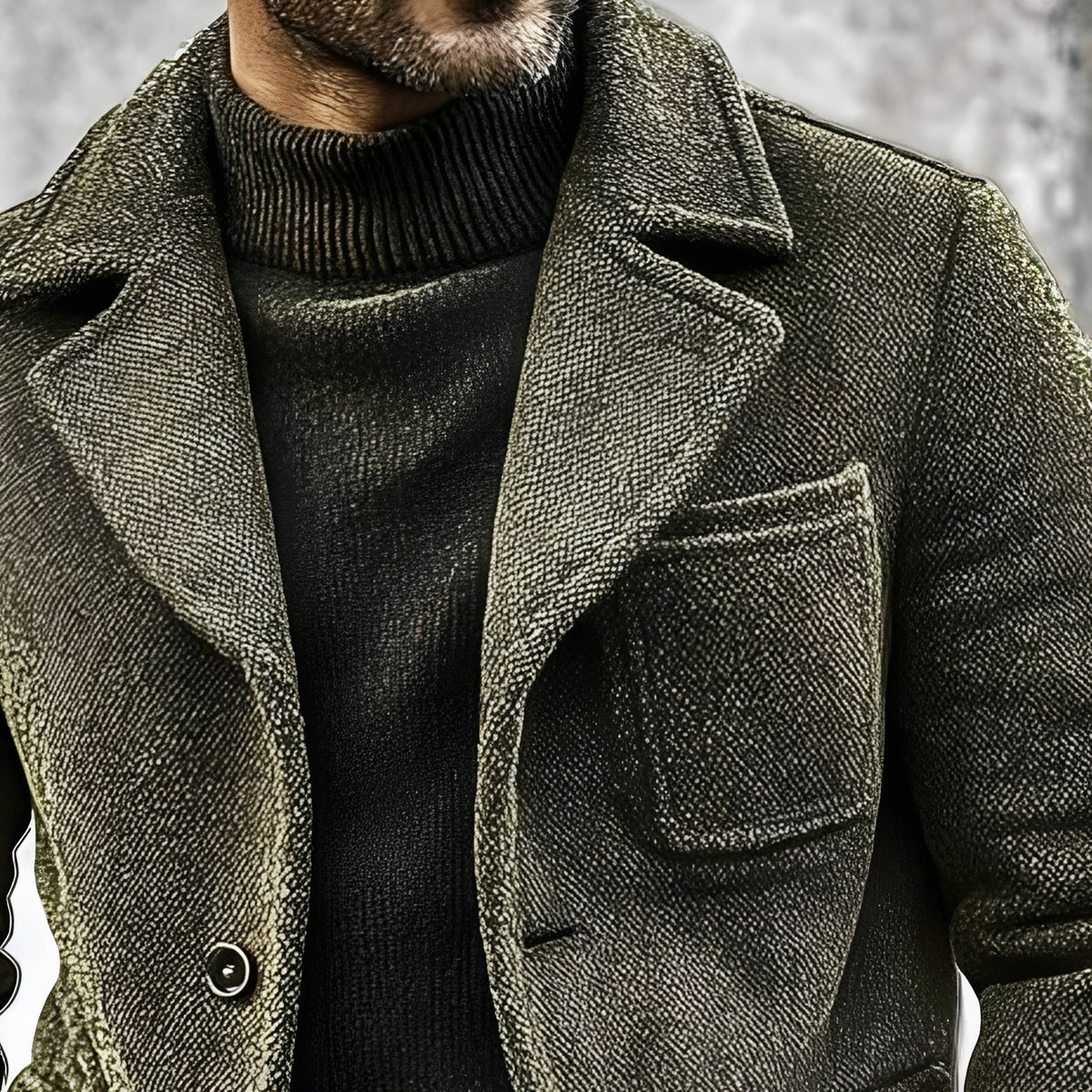 Herren Texturierte Doppelreihige Jacke mit Pattentaschen