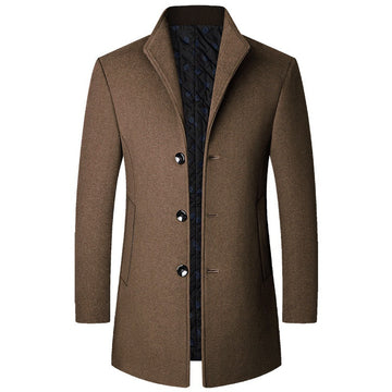 Herren Trenchcoat Lang mit Knopfverschluss und klassischem Kragen - Maßgeschneiderter Schnitt