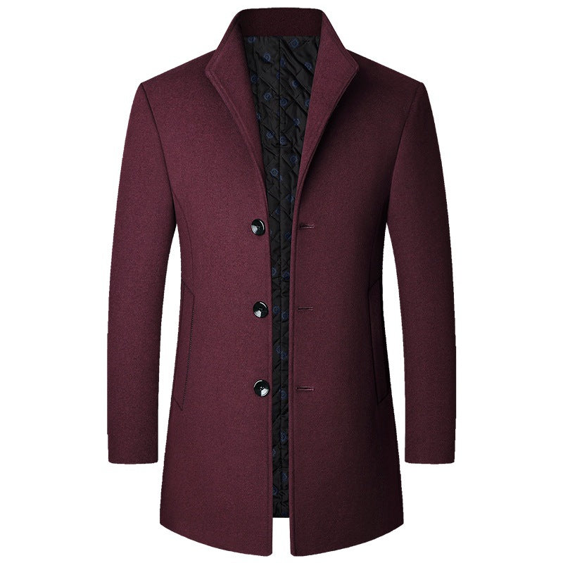 Herren Trenchcoat Lang mit Knopfverschluss und klassischem Kragen - Maßgeschneiderter Schnitt