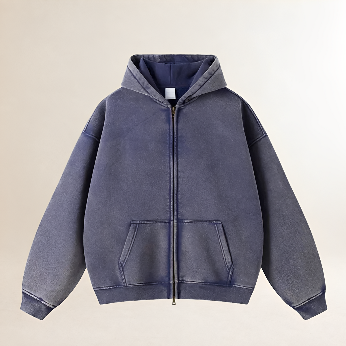 Herren Zip-Hoodie Oversized Schnitt Kapuzenpullover mit Fronttaschen