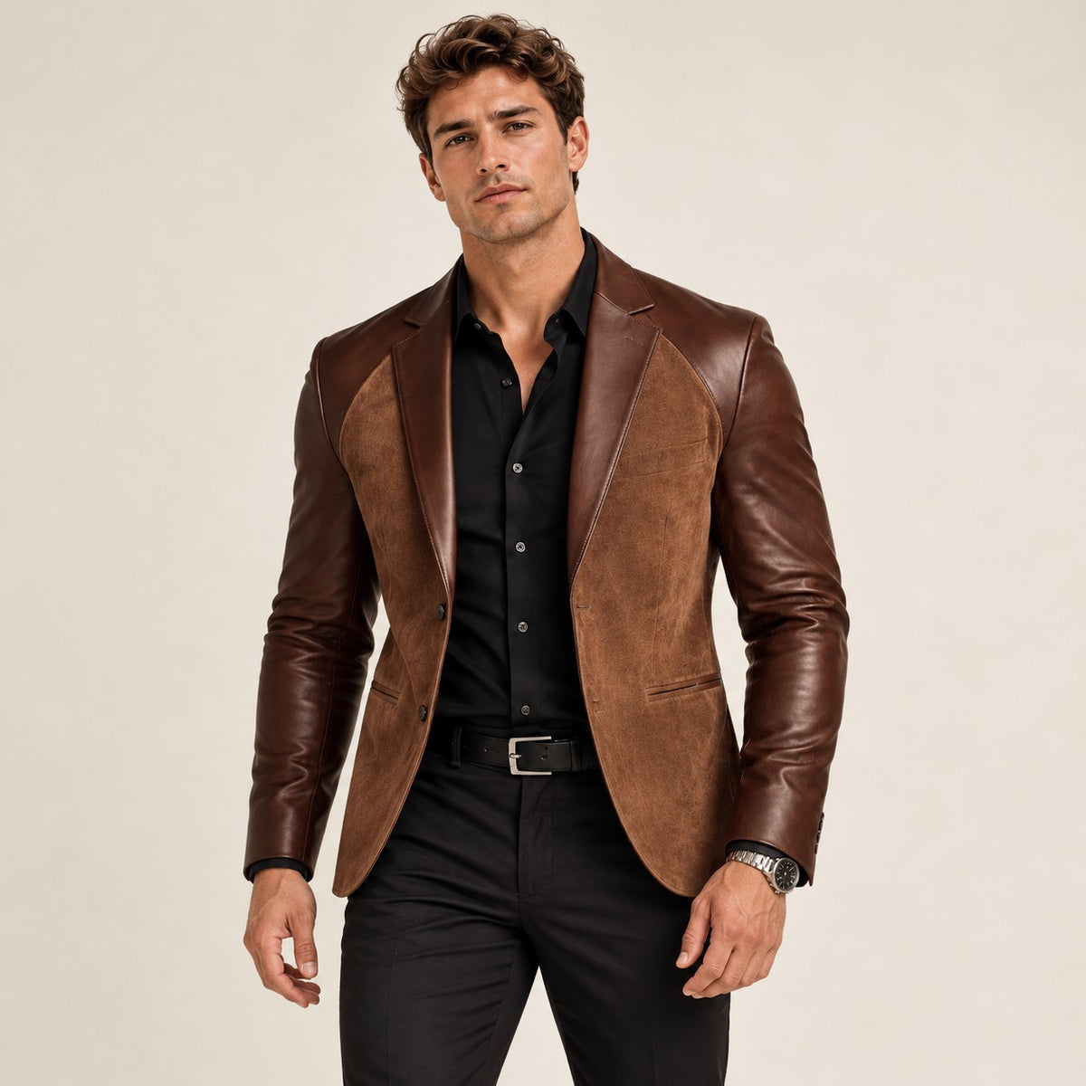 Herren Zweifarbiger Blazer - TAILLIERT, Revers mit Spitz, Modernes Design