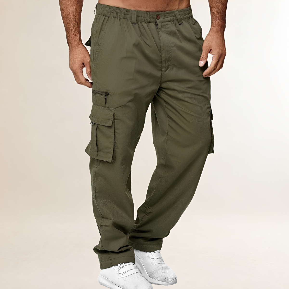 Herrenhosen Cargo - Loose Fit, Mehrfachtaschen, Elastischer Bund