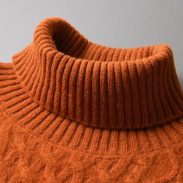 Herrenturtleneck-Pullover Regular Fit mit Strukturmuster und Rippkragen