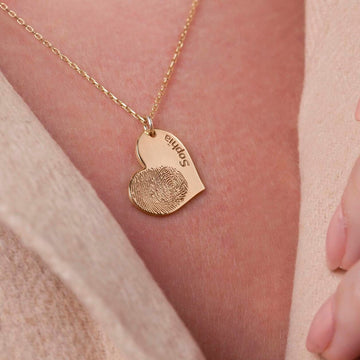 Herzförmiger Fingerabdruck - Halskette mit personalisiertem Namen