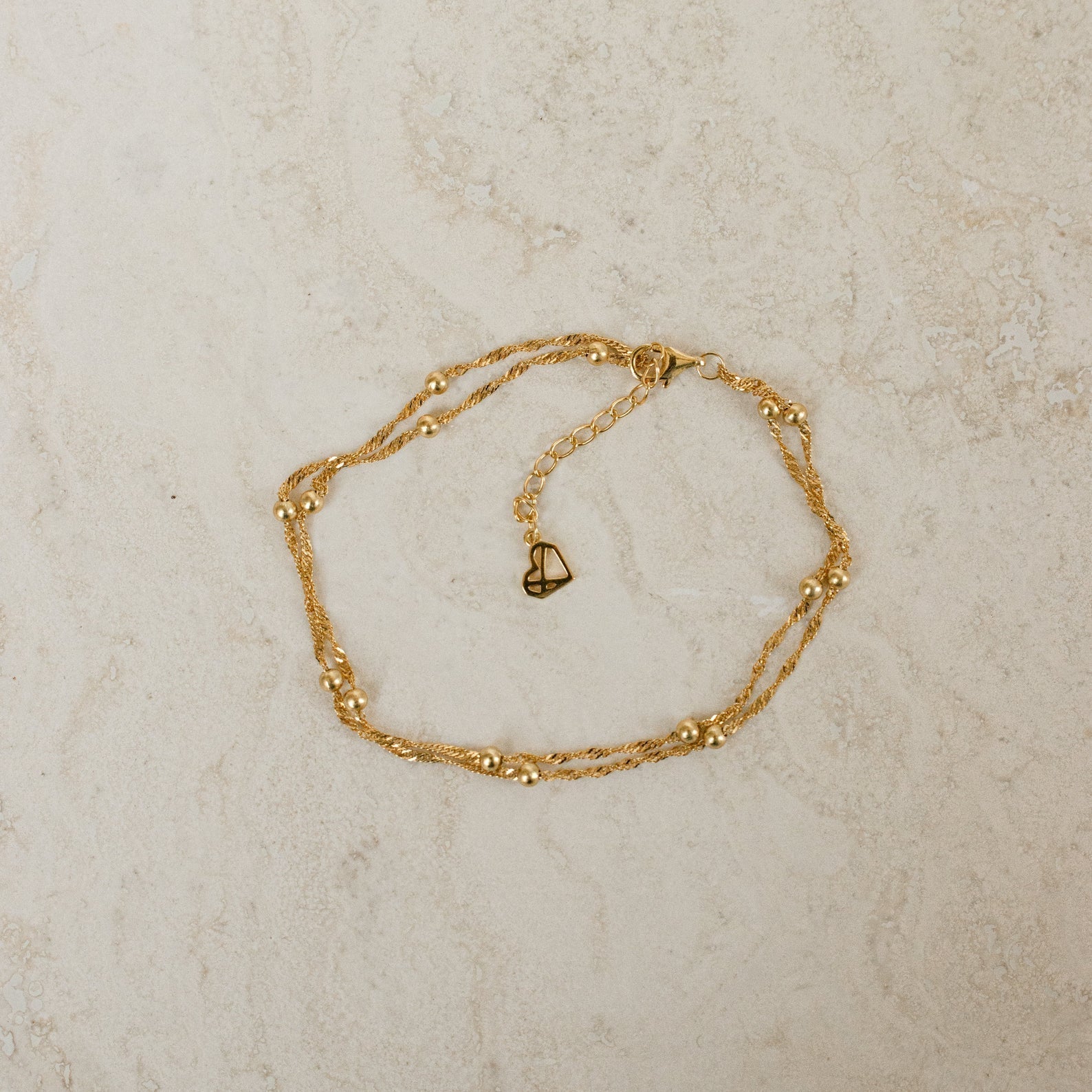 Doppelkette mit Ripple-Perlen - Schichtarmband