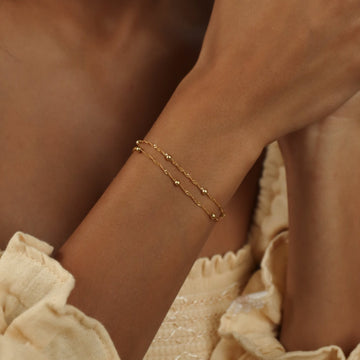 Doppelkette mit Ripple-Perlen - Schichtarmband