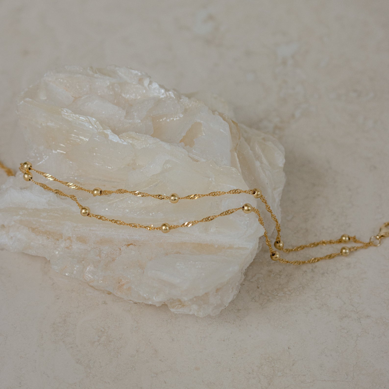 Doppelkette mit Ripple-Perlen - Schichtarmband