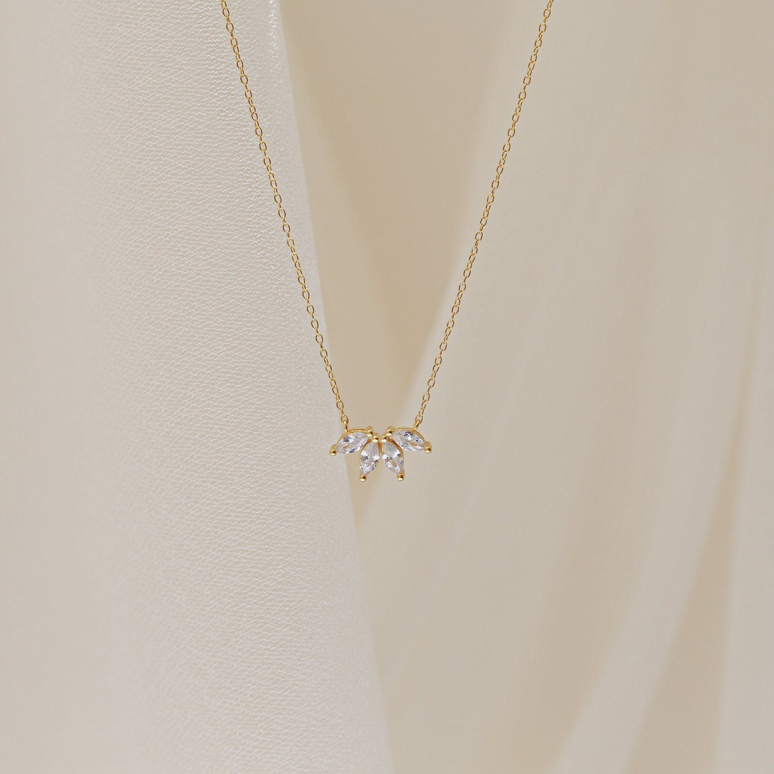 Diamant-Marquise-Halskette - Marquise-Steineinlage
