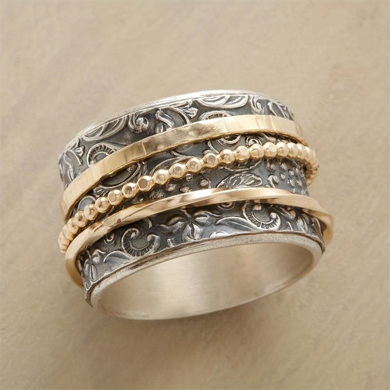 Alodia – vintage Ring in Gold und antikem Silber