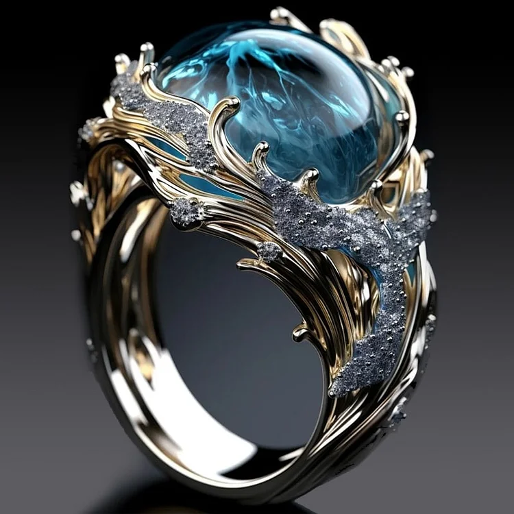 Selena – Vintage Ring aus ozeanischem Glas