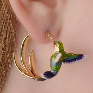 Wendy – Vintage-Emaille-Hummingbird-Ohrringe