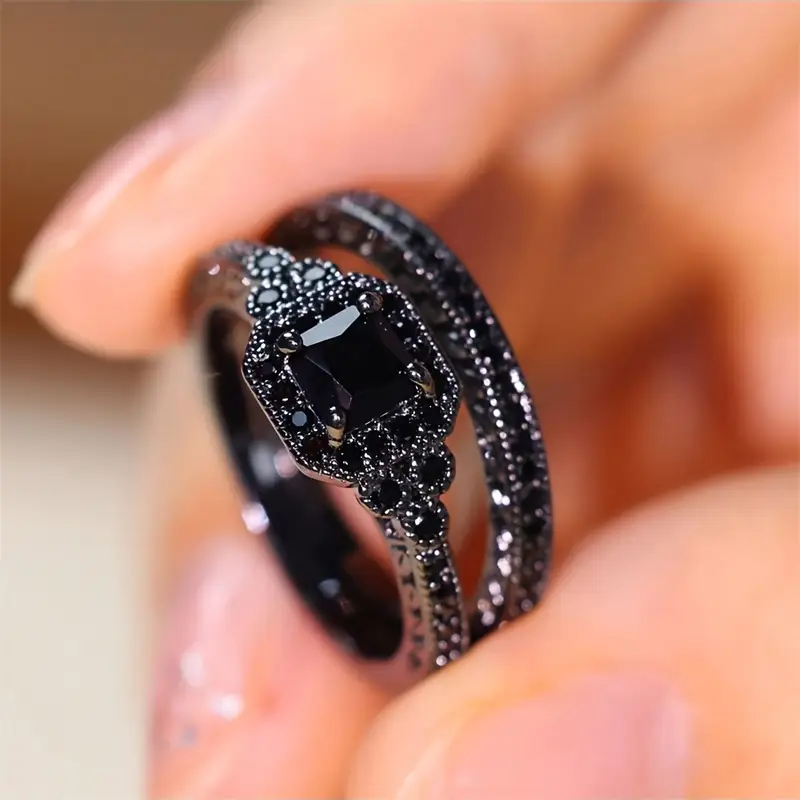 Adrian – Vintage-Ring-Set in Schwarz