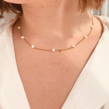 Goldene Perlenhalskette - Alltags-Halskette