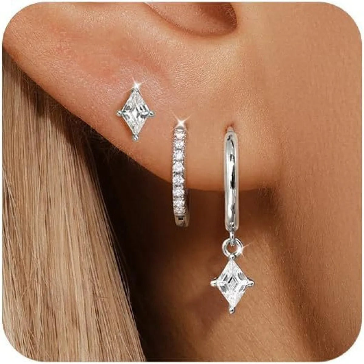 Azaria – Ohrring-Set mit Diamantanhänger