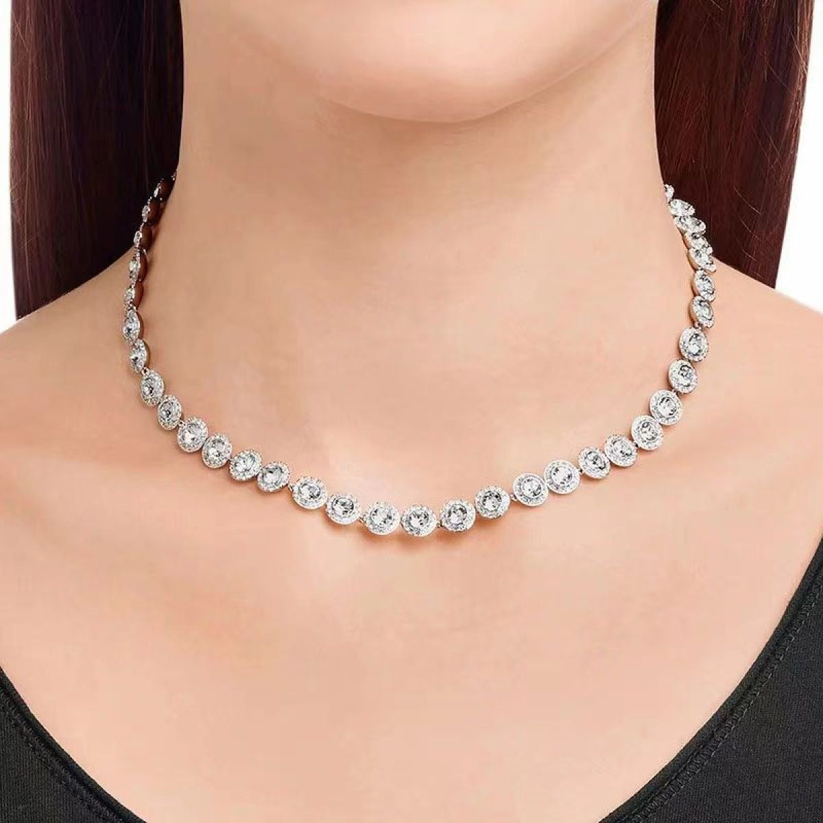 Victoria – Halskette und Armband mit glänzendem runden Knopf