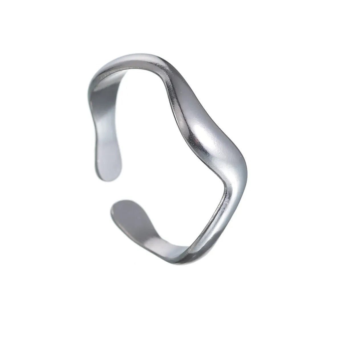 Theva – Offener Ring aus Titanstahl mit Wasserwellen