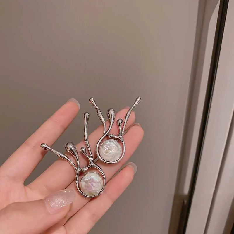 Alice – Ohrringe aus Perlen und Silber