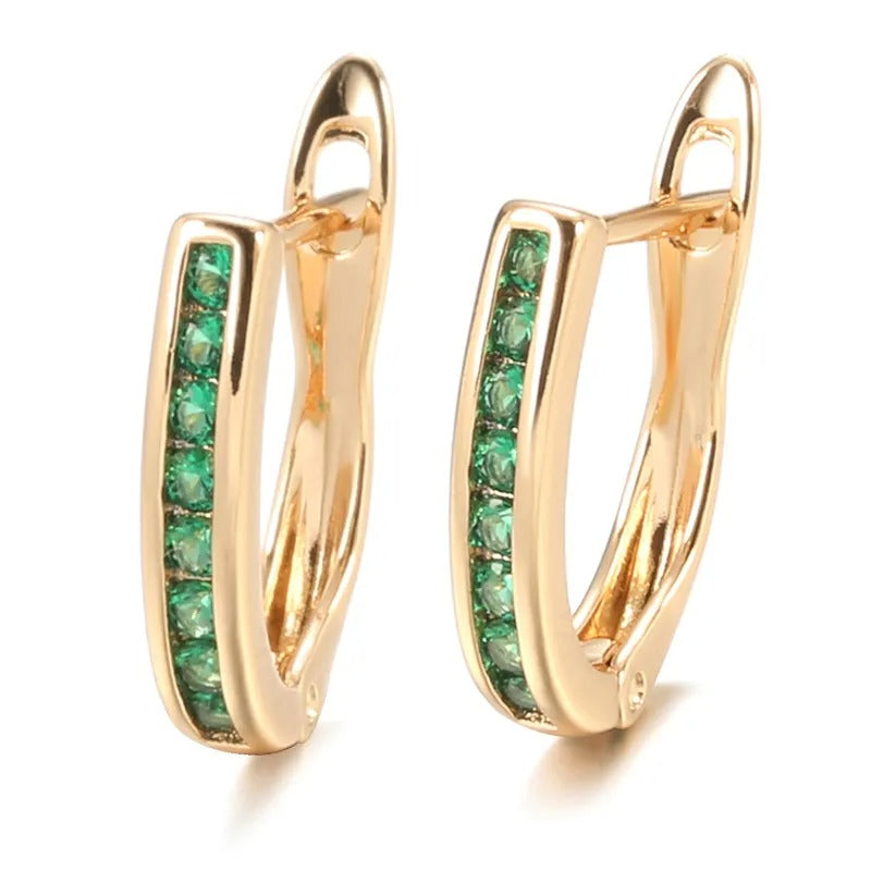 Christine – Goldene Ohrringe mit Smaragd und Diamant