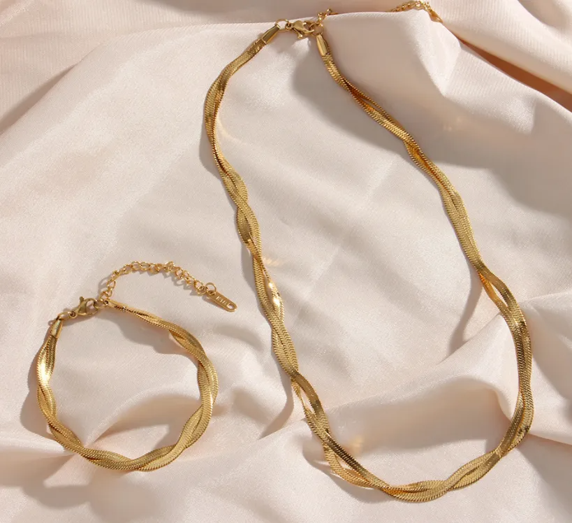 Alina – Elegantes, verflochtenes Halsketten- und Armbandset