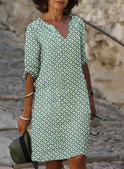 Kristina - Stylisches Midikleid mit halblangen Ärmeln für Damen