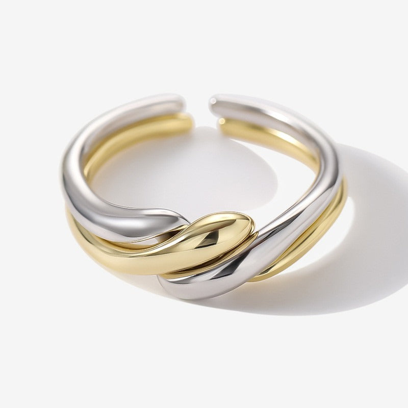 Elaine – S925 Silberring mit unregelmäßiger Wasserwelle