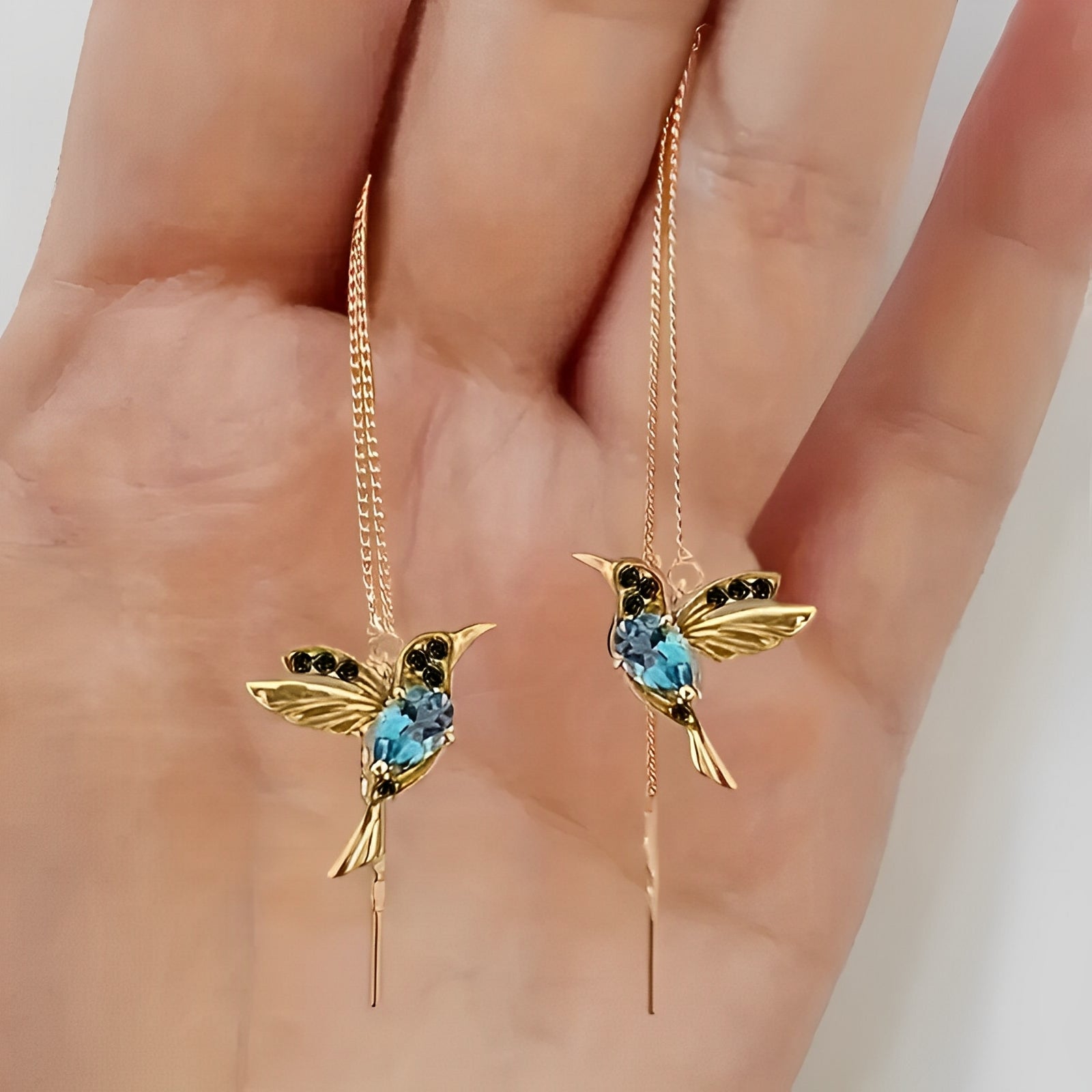 Elayne – Kolibri Ohrringe mit Emaille und Zirkonia