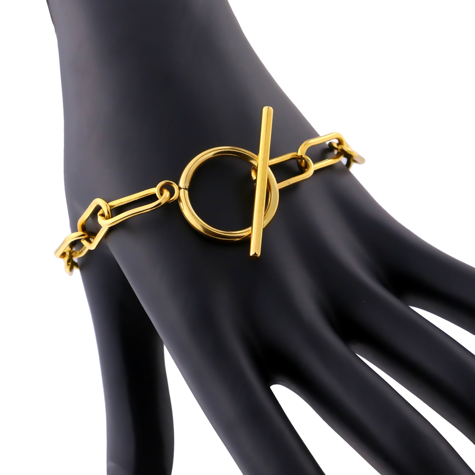 Millie – T-Bar-Armband mit rechteckigen Goldgliedern