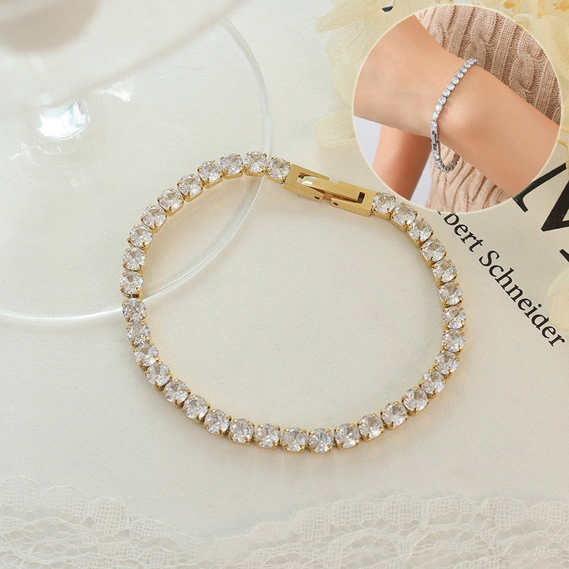 Zirea – Eingefasstes Kettenarmband mit Zirkonia