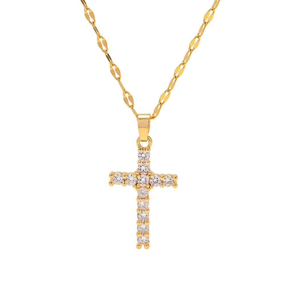 Noah – Goldenes Halsband mit Zirkonia-Kreuz